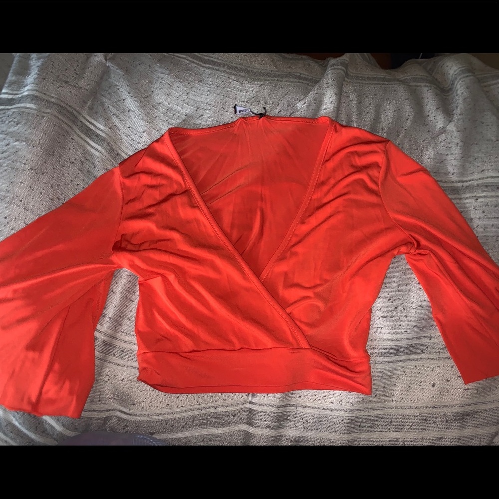 Cropped Orange Plunge Shirt
